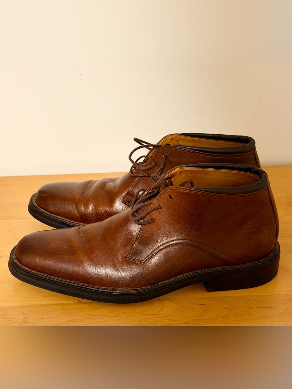 Cole Haan Men’s Brown Leather Lace-Up Dress Boots Worn Once US 9 1/2